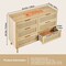 6 Drawer Rattan Dresser Boho Chest of Drawers Brown for Bedroom
